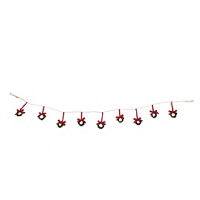 Mini Christmas Wreath Garland with Red Bows, 72 in