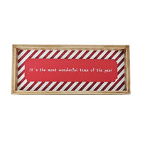 Christmas Red Striped 'Most Wonderful Time of The Year' Framed Wooden Sign