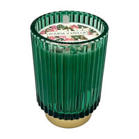 Christmas Warm Vanilla Scented Candle in Green Ribbed Jar, 12 oz