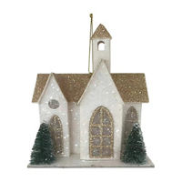 Christmas Glitter Church LED Light-Up Ornament