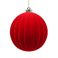 Christmas Red Flocked Ball Ornament, 6 in