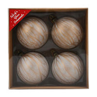 Christmas White & Gold Glass Ball Ornaments, 6 pk