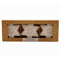 Christmas White Snowflake Tea Candles, 3 pk