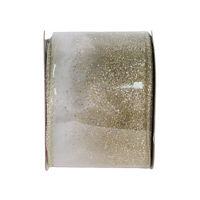 Christmas Glitter Taupe Sheer Ribbon, 2.5 in