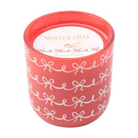 Christmas Red & White Bow Glass Candle in Winter Chai Scent, 10 oz