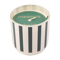 Christmas Green & White Stripe Glass Candle in