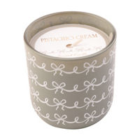 Christmas Green & White Bow Glass Candle in Pistachio Cream Scent, 10 oz