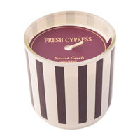 Christmas Purple & White Stripe Glass Candle in