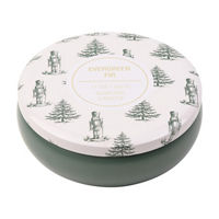 Christmas Green & White Nutcracker Forest Lid Tin Candle in Evergreen Fir Scent, 11 oz