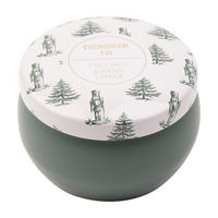 Christmas Green & White Nutcracker Forest Lid Tin Candle in Evergreen Fir Scent, 5 oz