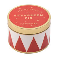 Christmas Red, White & Gold Drum Candle in Evergreen Fir Scent, 8.8 oz