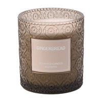 Christmas Taupe Textured Glass Candle in Gingerbread Scent, 8 oz