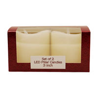 Cream LED Pillar Candles, 3 in, 2 pk