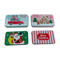 Christmas Rectangular Metal Tins, 4 Assorted Designs