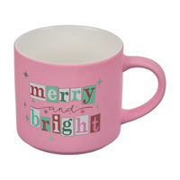 Christmas Pink "Merry and Bright" Soft Touch Mug
