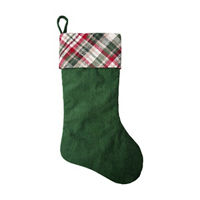 Christmas Green Plaid Stocking, 20 in