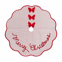 Christmas Red & White Stripe "Merry Christmas" Tree Skirt