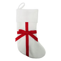 Christmas White Stocking with Red Ribbon