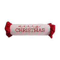 Christmas Wishes Peppermint Striped Bolster Pillow