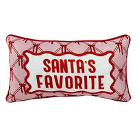 Christmas Mini Pink Bow Print 'Santa's Favorite' Throw Pillow
