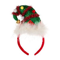 Christmas Elf Tinsel Novelty Headband with Pom Poms