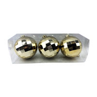 Christmas Gold Disco Ball Plastic Ornament Set, 3 ct
