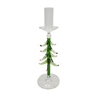 Christmas Clear Green Tree Candle Holder, 9.5 in