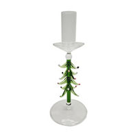Christmas Clear Green Tree Candle Holder, 8 in