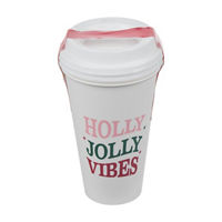 Christmas White "Holly Jolly Vibes" Coffee To-Go Cups, 2 pk
