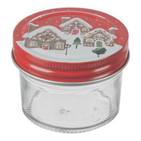 Christmas Gingerbread House Glass Canister with Tin Lid