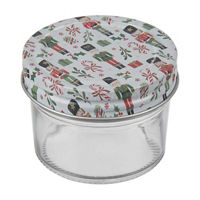 Christmas Nutcracker Glass Canister with Tin Lid
