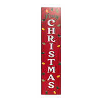 'Merry Christmas' Red Wooden Light-Up Standing Sign