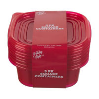 Holiday Style Red Stackable Containers, 40.5 fl oz, 5 pk