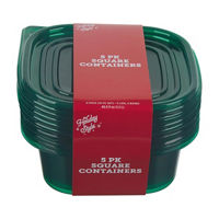 Holiday Style Green Stackable Containers, 40.5 fl oz, 5 pk
