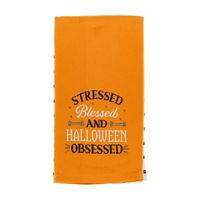 Halloween Striped 'Halloween Obsessed' Double-Sided Kitchen Towel, 2 pk