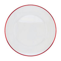 Christmas Clear Charging Plate with Red Rim