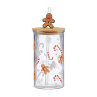Christmas Treats Glass Sipper with Gingerbread Man Straw Topper