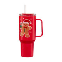 Christmas Red Gingerbread Man Plastic Tumbler, 46 oz