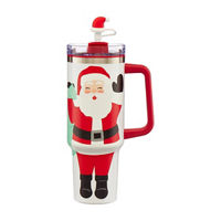 Christmas Santa Tumbler with Hat Straw Topper, 40 oz