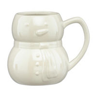 Christmas White Iridescent Snowman Embossed Mug