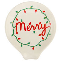 Christmas 'Merry' Printed Spoon Rest with String Lights