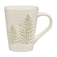 Christmas Tree-Embossed Ivory Mug, 14 oz
