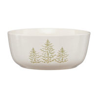 Christmas Tree-Embossed Ivory Ceramic Bowl, 5 in