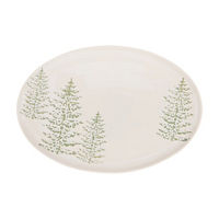 Christmas Tree Embossed Ivory Oval Platter, 14 in
