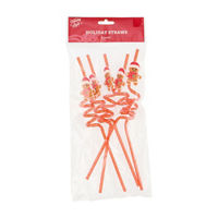 Holiday Style Red Gingerbread Man Curly Straws, 5 ct
