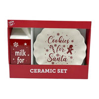 Holiday Style Milk & Cookies for Santa Ceramic Set, 2 pk