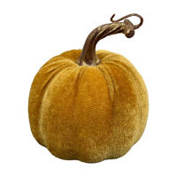 Harvest Light Orange Velvet Pumpkin Decor, Small