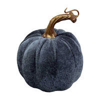 Harvest Navy Velvet Pumpkin Decor, Small