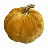 Harvest Light Orange Velvet Pumpkin Decor, Large