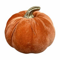 Harvest Dark Orange Velvet Pumpkin Decor, Large